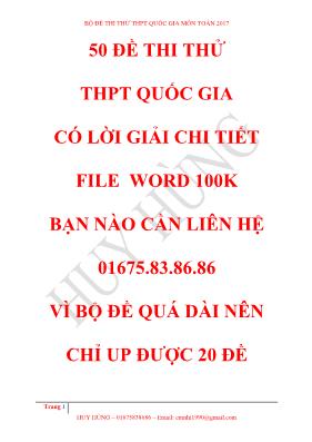 50 đề thi thử THPT Quốc Gia môn Toán
